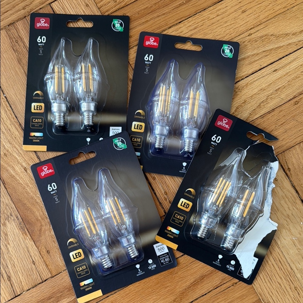 Globe LED Bulbs with Gold Filament